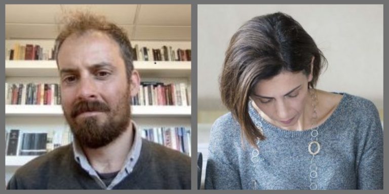 Two headshots of Nathan Coombs (left) and Eugénia Rodrigues (right)